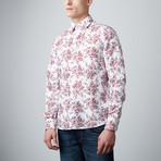 Corsage Button-Up Dress Shirt // White + Red (M)