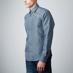 Retro Paisley Button-Up Dress Shirt // Navy (S)