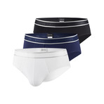 Impetus Cotton Stretch Retro Brief // White + Black + Navy // 3-Pack (S)