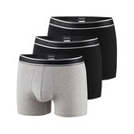 Impetus Cotton Stretch Retro Boxer // Black + Gray // 3-Pack (S)