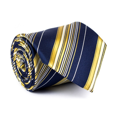 Zegna // Multi Texture Variated Stripe Tie // Blue