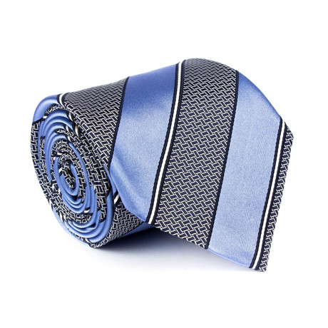 Zegna // Basket Weave Print Stripe Tie // Blue