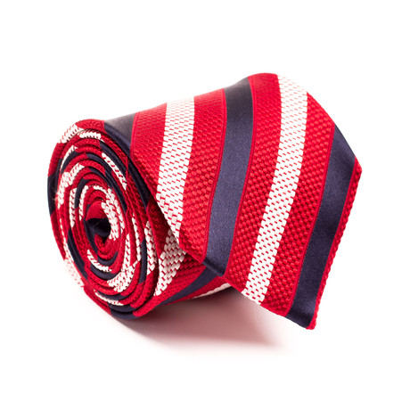 Zegna // Woven Texture Diagonal Stripe Tie // Red