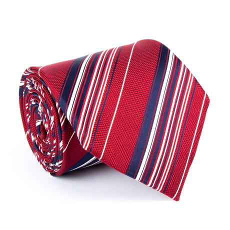 Zegna // Diagonal Multi Stripe Tie // Red