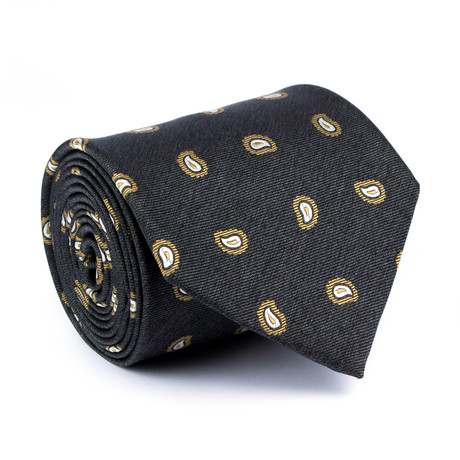 Zegna // Mini Paisley Tie // Grey