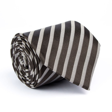 Zegna // Satin Textured Stripe Tie // Black