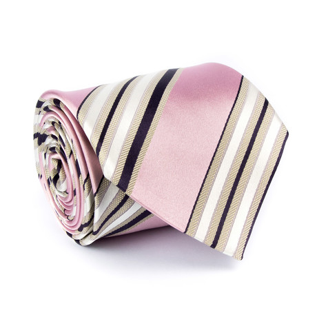 Zegna // Multi Textured Stripe Tie // Pink