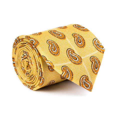 Zegna // Textured Paisley Tie // Yellow