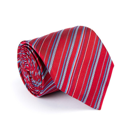 Zegna // Grosgrain Multi Stripe Tie // Red