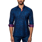 Jacquard Woven Button-Up // Navy (M)