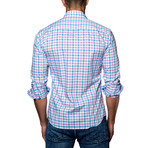 Plaid Woven Button-Up // Pink + Blue (S)