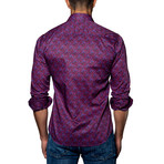 Woven Button-Up // Red + Purple (M)