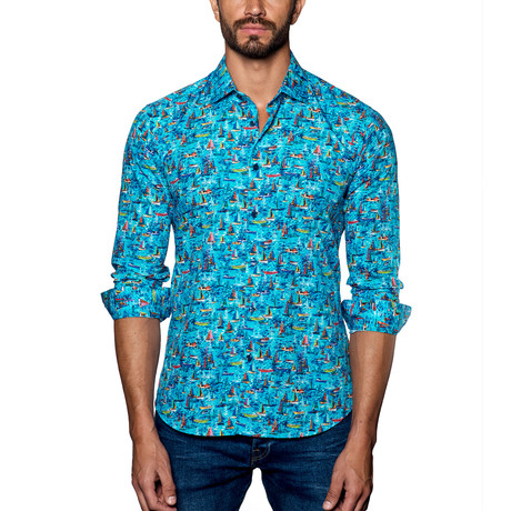 Woven Button-Up // Turquoise (S)