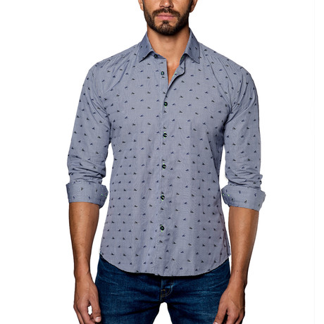 Woven Button-Up // Navy (XS)