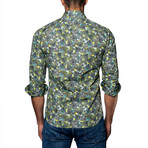 Thomas Paisley Button-Up Shirt // Green + Gray (S)