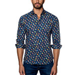 Woven Button-Up // Navy + Multi (S)