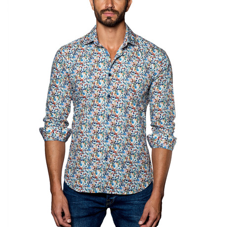 Brady Button-Up // White Multicolor Print (S)