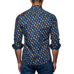Woven Button-Up // Navy + Multi (S)