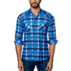 Plaid Woven Button-Up // Multi Blue (2XL)