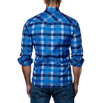 Plaid Woven Button-Up // Multi Blue (S)