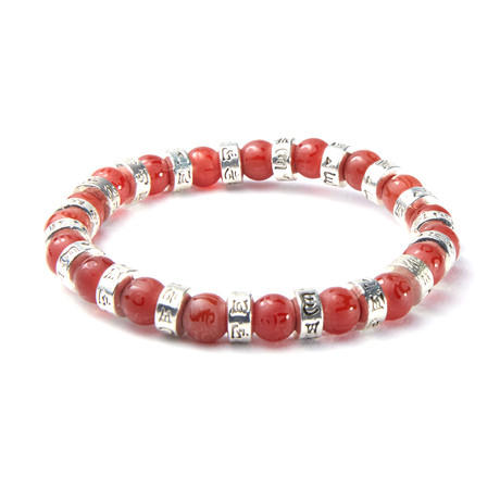 Embossed Red Agate // Om Mani Padme Hum Bracelet (Extra Small)