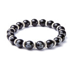 Black Agate Lotus Flower // Buddha Word Bracelet (Extra Small)