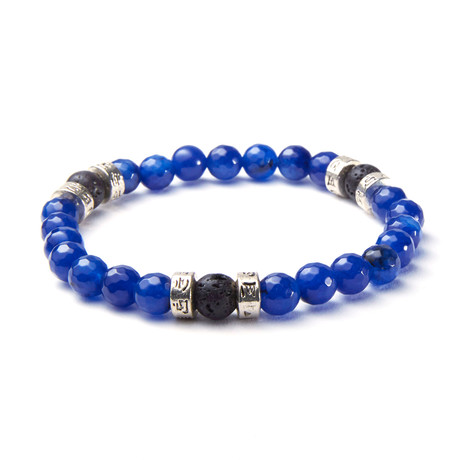 Sapphire + Lava Stone // Om Mani Padme Hum Bracelet (Extra Small)