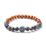Spiderweb Jasper + Sandalwood // Raku Ceramic OM Bracelet (Extra Small)