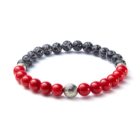 Red Coral + Black Jade // Prosperity Accent Bracelet (Extra Small)