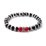 Red Jade + Black Onyx // Tridacna Bracelet (Extra Small)