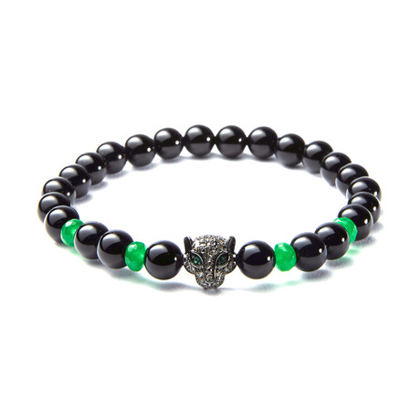 Black Onyx + Green Jade // Panther Bracelet (Extra Small)