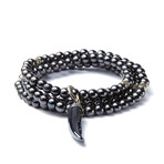 2-in-1 Wrap Necklace + Bracelet // Hematite + Tusk (32")