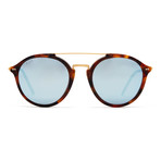 Fitzroy // Matte Tortoise + Blue Mirrored (Small)