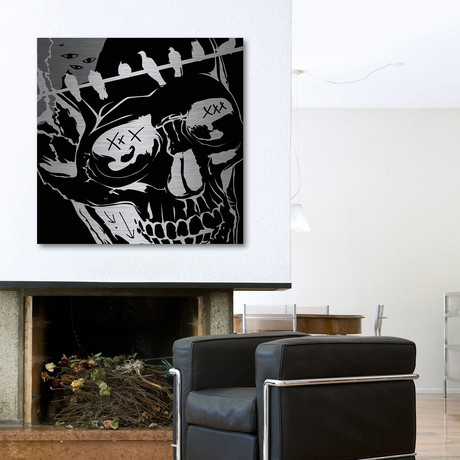 Black and Grey Skull (18"W x 18"H x 1.5"D)
