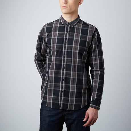 Kevin Long-Sleeve Button-Down Shirt // Charcoal Plaid (XS)