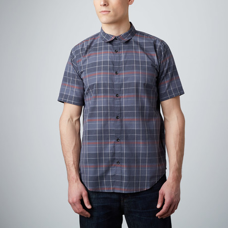 Kevin Short-Sleeve Button-Up Shirt // Blue + Grey (S)
