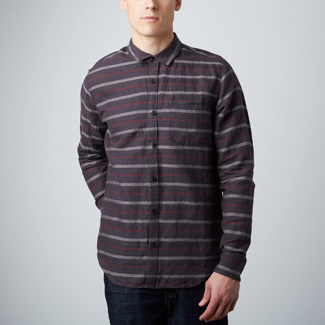 Bradly Long-Sleeve Button-Up Shirt // Navy + Grey (XS)