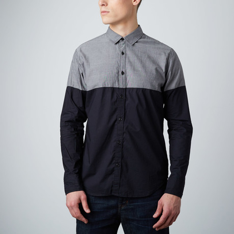 Jeramiah Long-Sleeve Button-Up Shirt // Black + Grey (S)