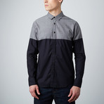 Jeramiah Long-Sleeve Button-Up Shirt // Black + Grey (XL)