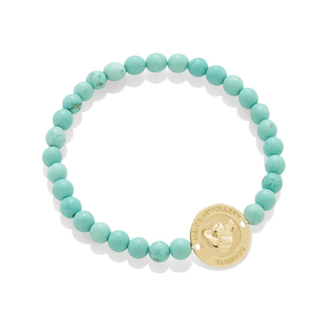 Beaded Coin Bracelet // Turquoise + Gold Coin