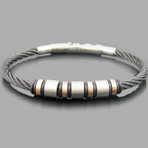 18K Rose Gold Beaded Rope Bangle (Steel)