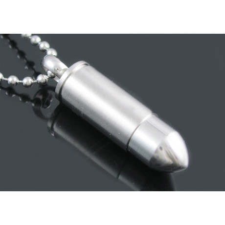 Bullet Pendant + Bead Chain Necklace // Brushed + Polished Stainless Steel