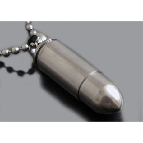 Bullet Pendant + Bead Chain Necklace // Black Stainless Steel