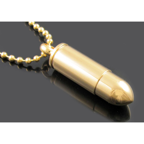 Bullet Pendant + Bead Chain Necklace // 18K Gold Plated Stainless Steel