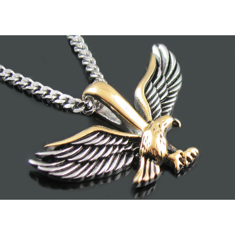 Beaded Chain Necklace + 18K Gold Plated Eagle Pendant