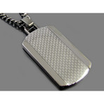 Cuban Chain Necklace + Carbon Fiber Dog Tag Pendant