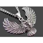 Polished Stainless Steel Eagle Pendant + Curb Chain