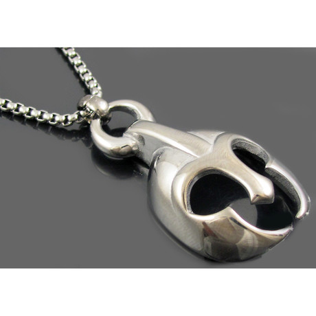 Polished Stainless Steel Spartan Pendant + Round Box Chain