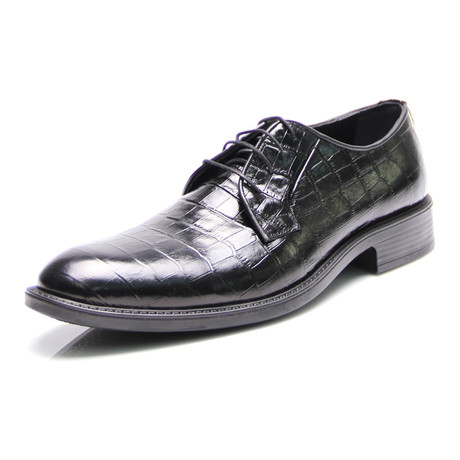 Crocodile Plain Toe Derby // Black (Euro: 40)