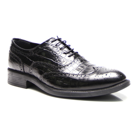 Crocodile Wing-Tip Oxford // Black (Euro: 40)